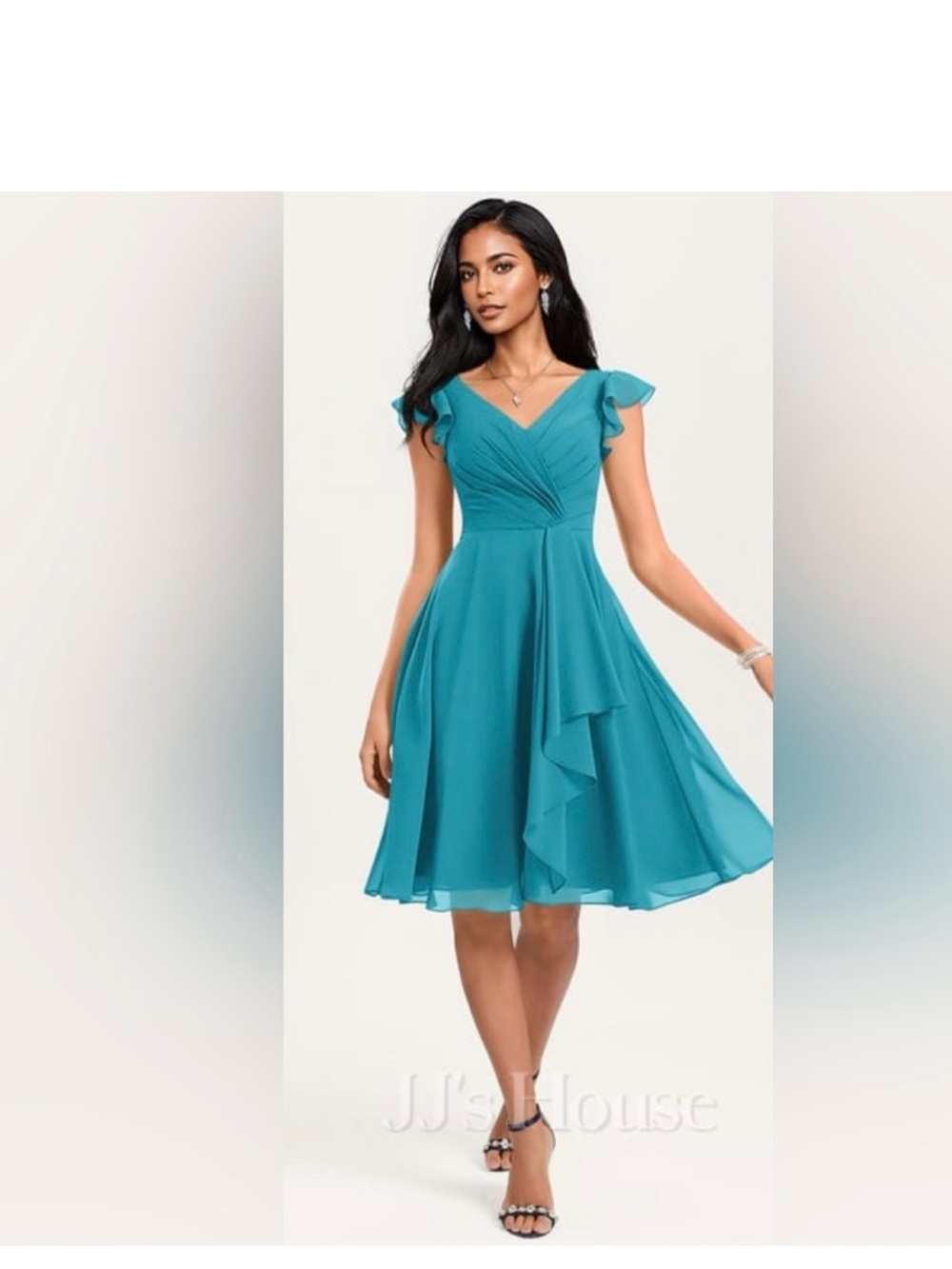 NWT JJs House Teal V-Neck Cap Sleeve A-Line Dress 10